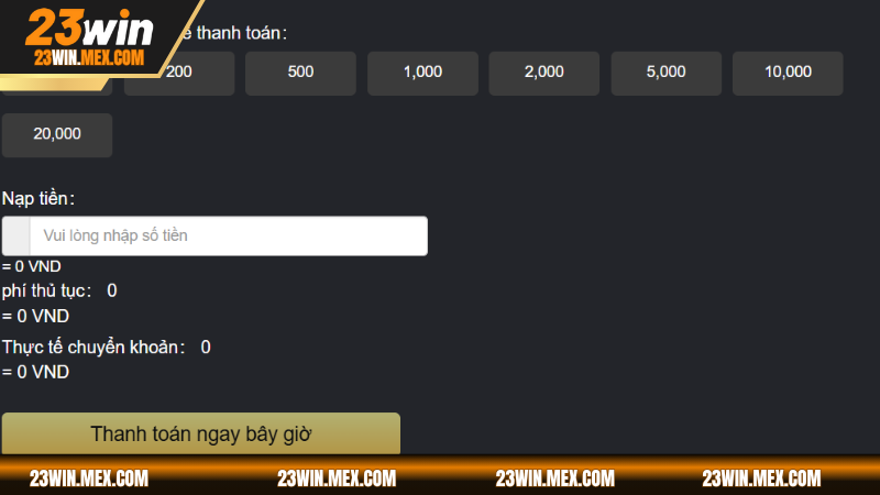 Lưu ý quan trọng tân binh mới tham khảo khi nạp tiền 23WIN