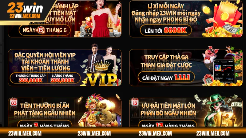 Nhiều chương trình ưu đãi đặc biệt chỉ có tại sân chơi 23WIN