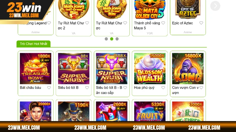 Top 3 siêu phẩm cá cược đặc biệt chỉ có tại sảnh nổ hũ 23WIN