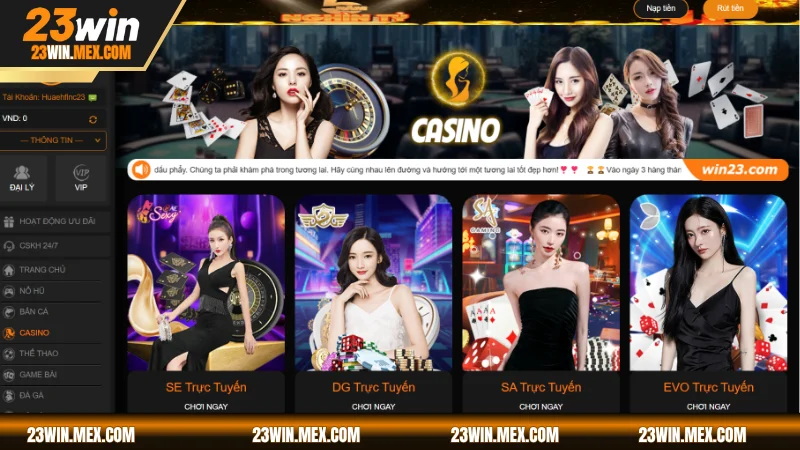 Ưu điểm nổi bật làm nên tên tuổi sảnh Live Casino 23WIN